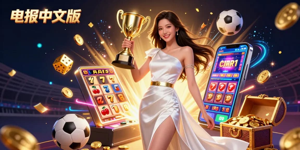 在这个充满活力的赌场场景中，与电报中文版互动，展现出在巨额奖金激动中的胜利女性。