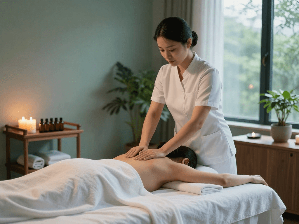 Relaxing 남양주출장마사지 therapy session in a serene spa environment
