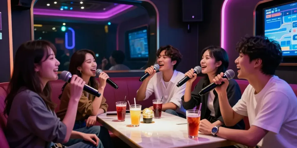 강남도파민에서 친구들과 함께 즐거운 시간을 보내고 있는 모습
