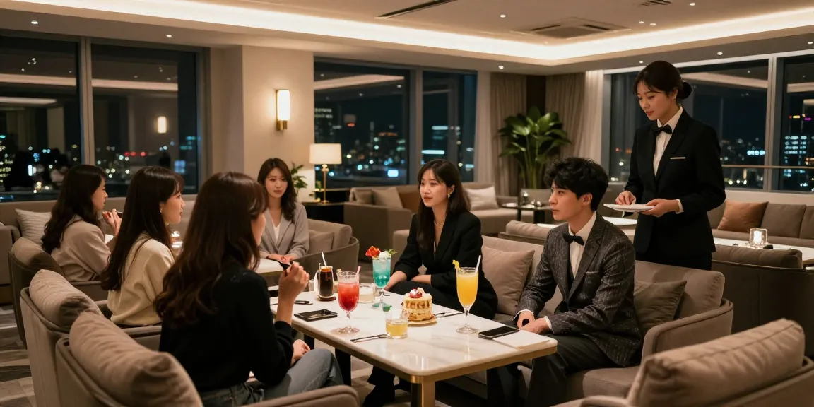 강남구구단에서 고급스러운 분위기 속 친구들과 함께 즐거운 시간을 보내는 모습