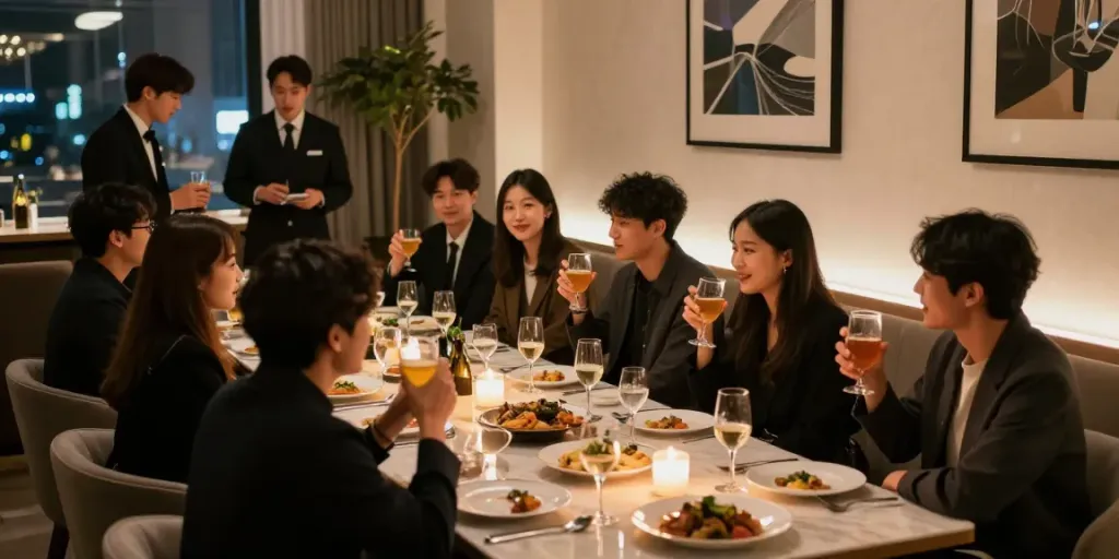 강남구구단에서 친구들과의 즐거운 모임을 위한 고급스러운 독립 룸 모습