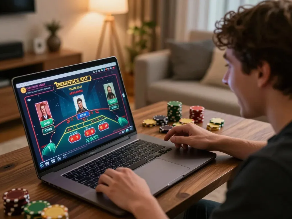 Engaging in game đổi thưởng uy tín, a player excitedly participates in a live dealer game online.