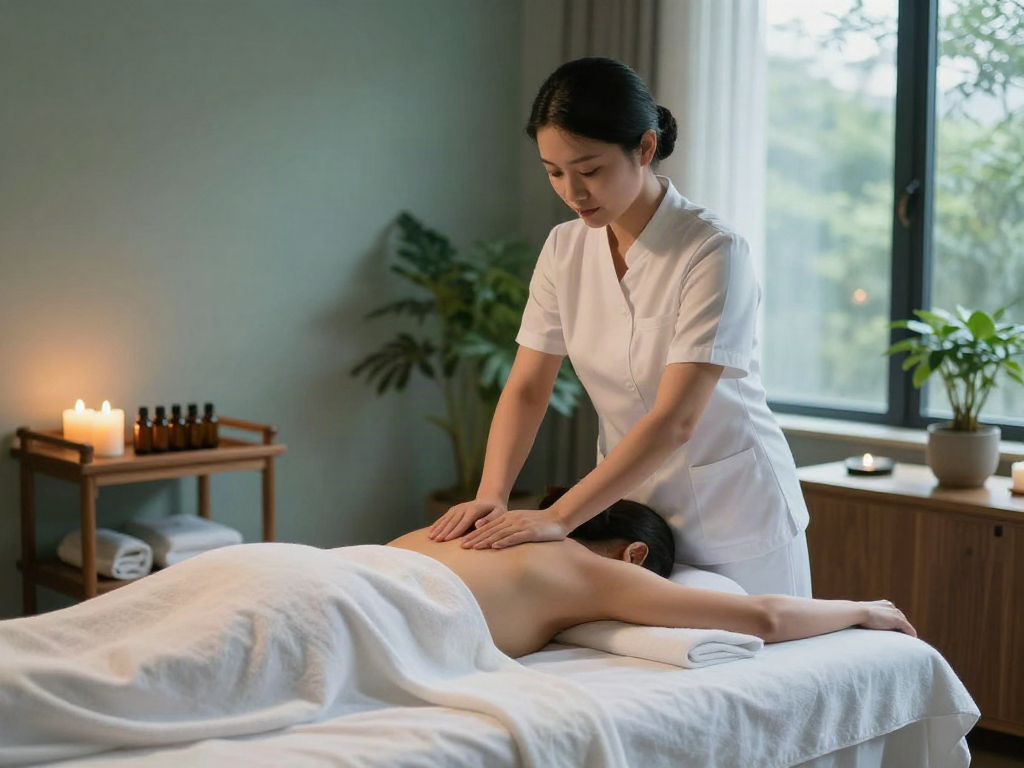 Relaxing 남양주출장마사지 therapy session in a serene spa environment