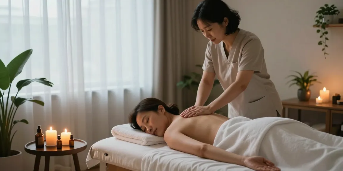 남양주출장안마 서비스 중 마사지 받는 고객의 편안한 모습과 아늑한 실내 환경