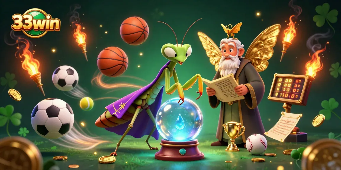 Engage with 33win's immersive betting experience featuring a fortune teller and sports elements.